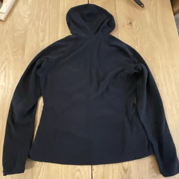 North Face full Zip Micro Fleece jacket womens large black Shell Hooded Logo - Picture 3 of 12